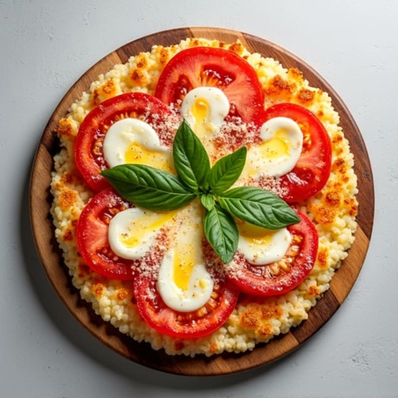 Cauliflower Crust Margherita Pizza with Fresh Basil