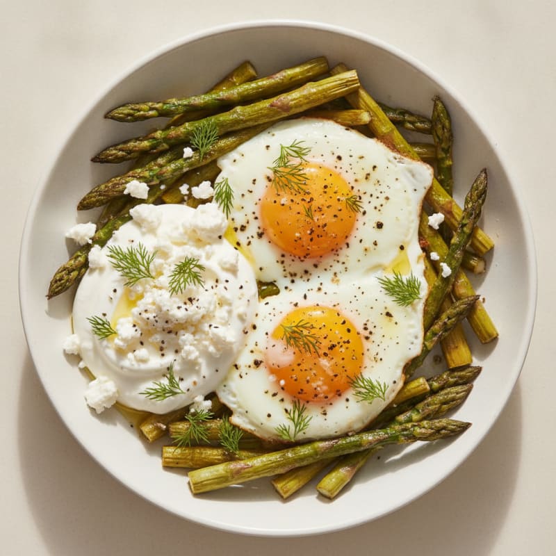 Baked Eggs with Roasted Asparagus