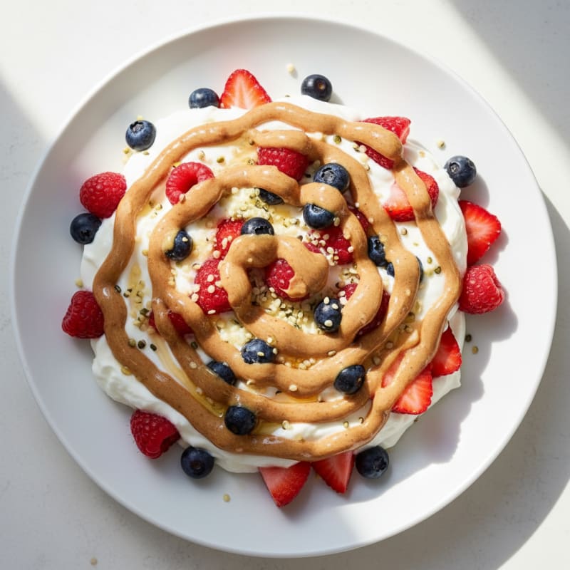 Creamy Greek Yogurt Parfait with Mixed Berries and Almond Butter