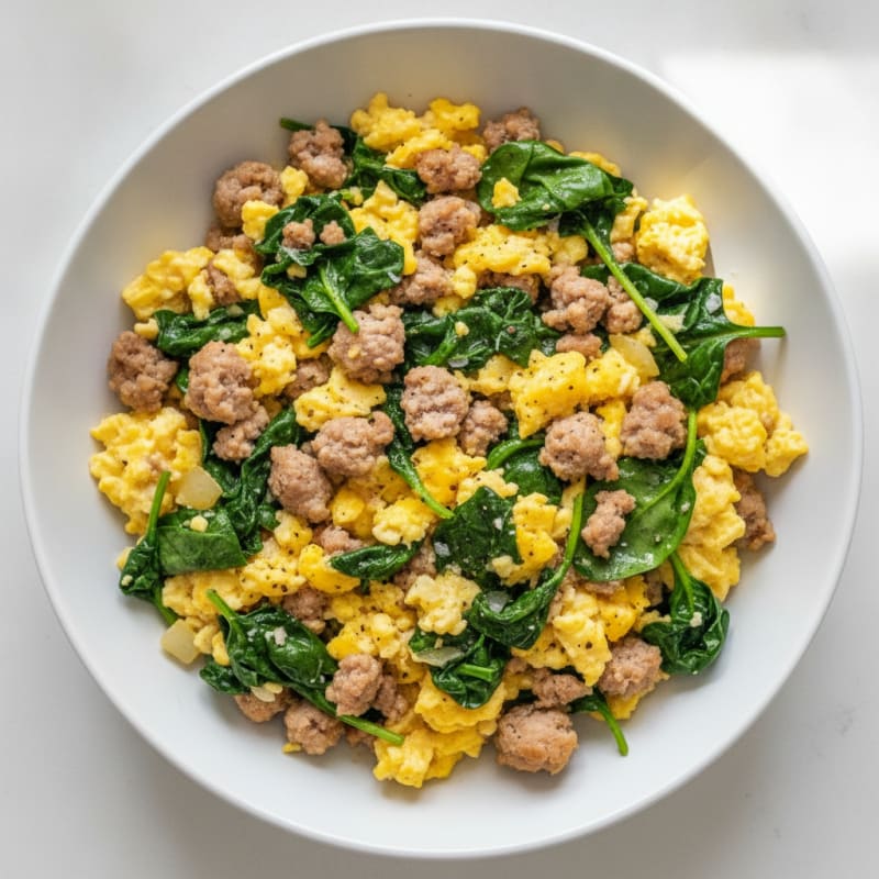 Sausage and Egg Scramble with Spinach