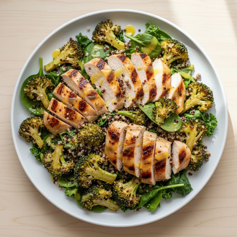 Grilled Chicken and Quinoa Power Salad with Roasted Broccoli