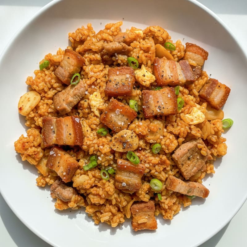 Kimchi Fried Rice with Pork Belly