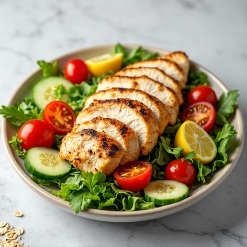 Grilled Chicken Salad with Crunchy Vegetables and Lemon Vinaigrette