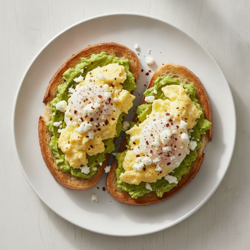 Eggs, Avocado, and Feta Sourdough Toast