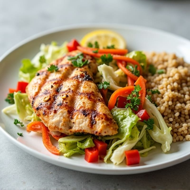 Grilled Chicken Breast with Crunchy Cabbage Slaw