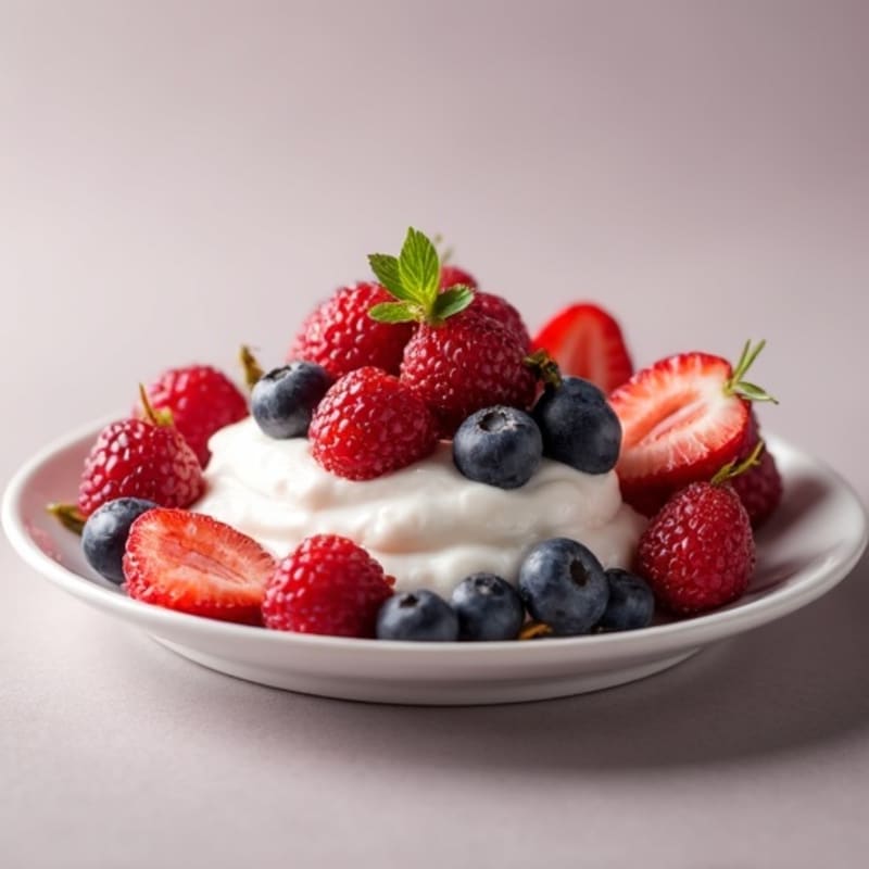 Creamy Greek Yogurt with Mixed Berries and Protein Powder