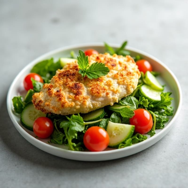 Crispy Cottage Cheese Salad with Lemon-Herb Chicken