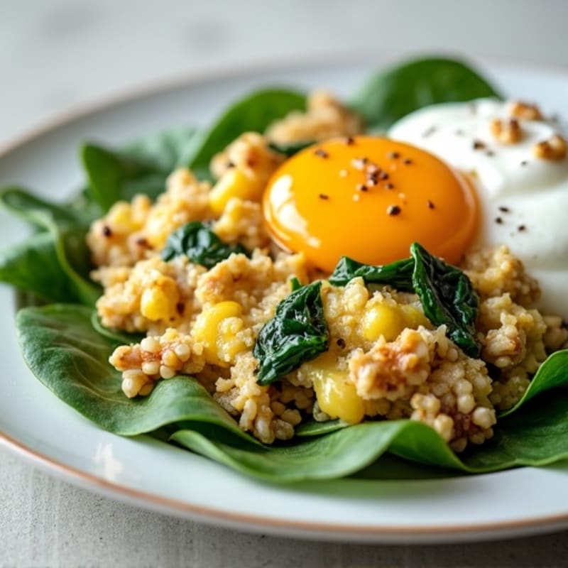 Egg White and Turkey Spinach Scramble with Greek Yogurt