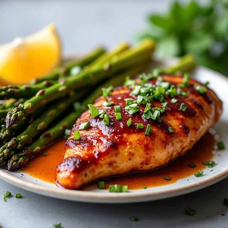 Sheet Pan Sticky Honey BBQ Chicken with Roasted Asparagus