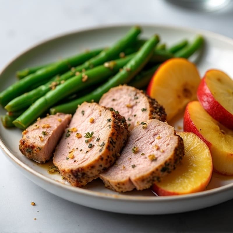 Pan-Seared Pork Tenderloin with Sautéed Apples and Green Beans