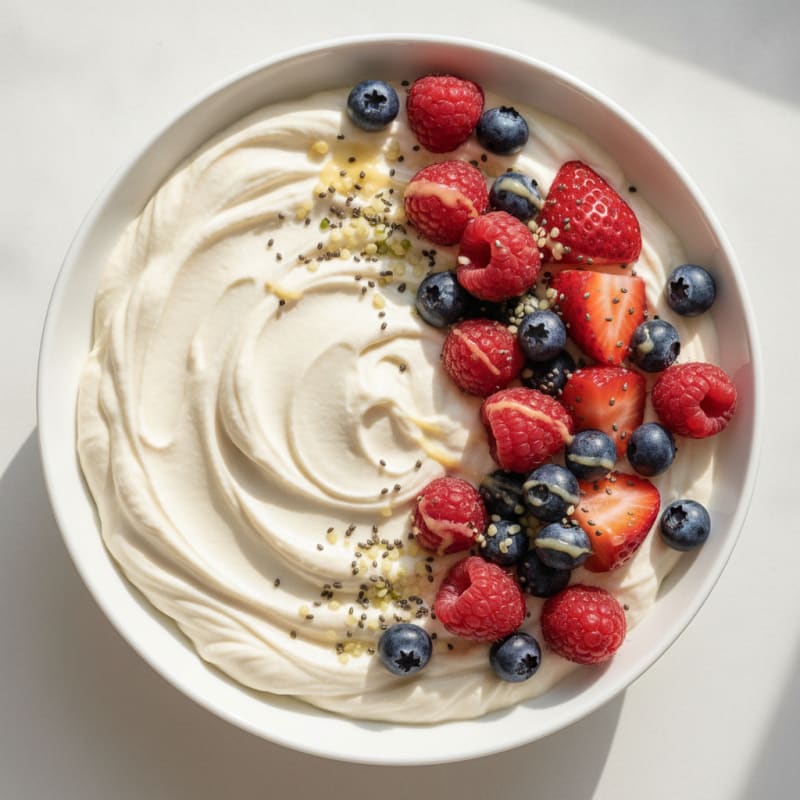 Silky Greek Yogurt Protein Pudding with Mixed Berries