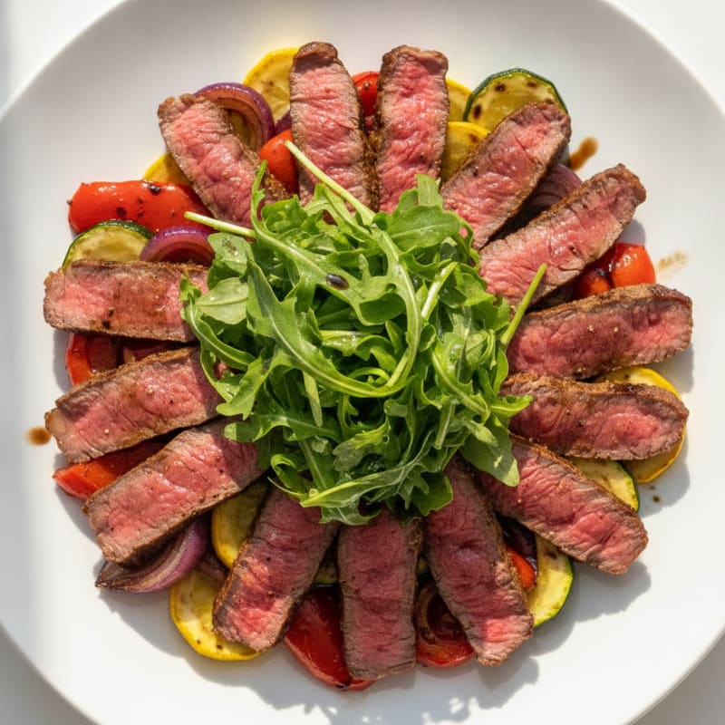 Grilled Rare Beef and Roasted Vegetable Salad