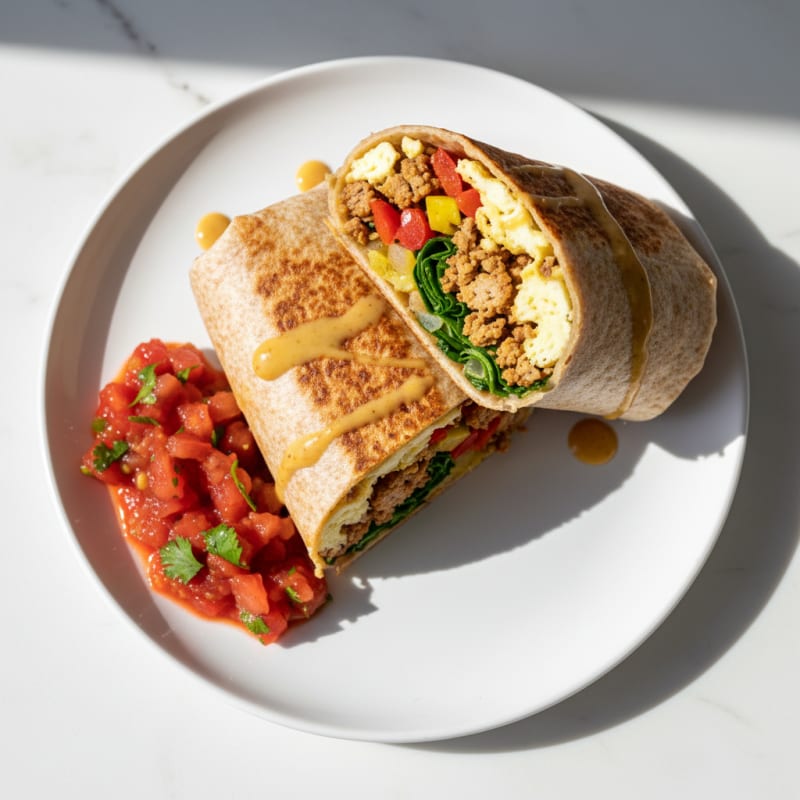 Loaded Breakfast Burrito with Salsa