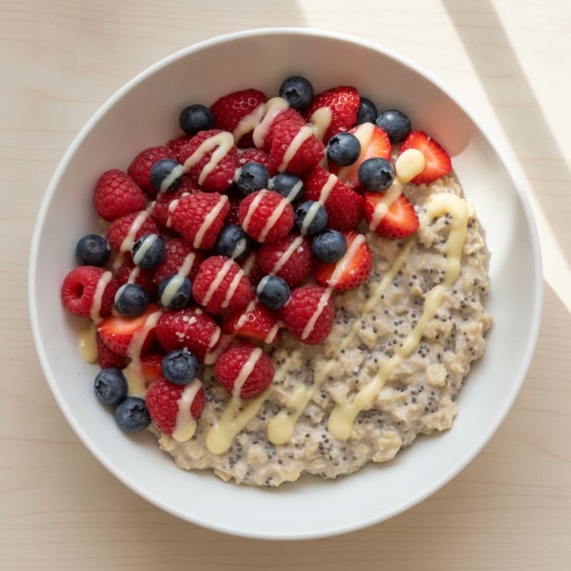 Vanilla Protein Overnight Oats with Berries