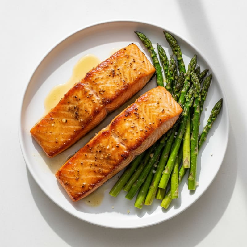 Golden Honey-Glazed Salmon with Roasted Asparagus