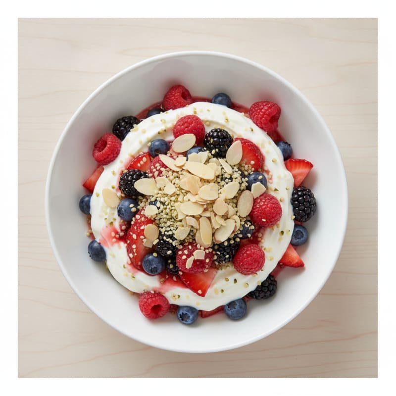 Greek Yogurt Protein Parfait with Berries and Almonds