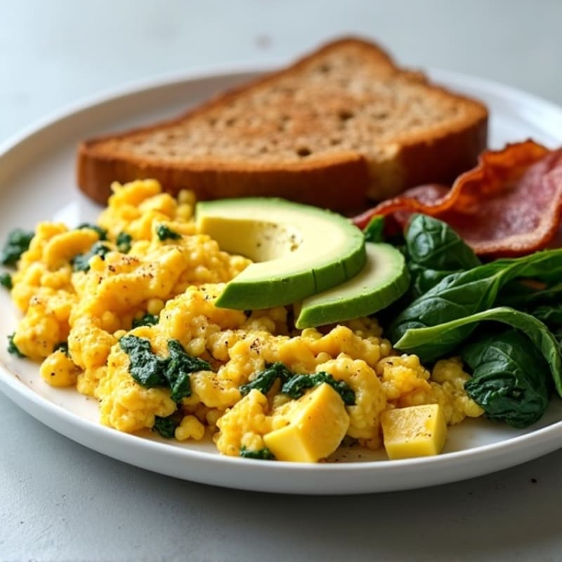 Egg White Scramble with Spinach and Turkey Bacon