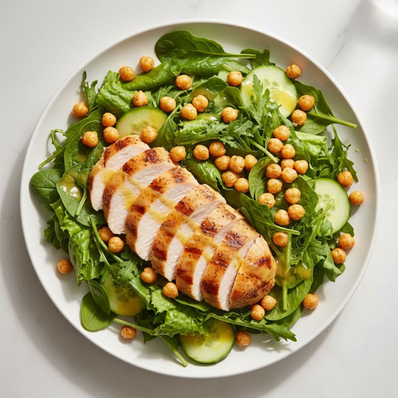 Grilled Turkey Breast Salad with Crunchy Chickpeas