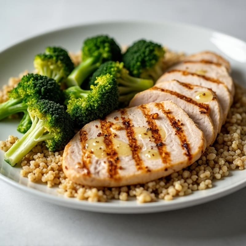 Grilled Turkey Breast with Quinoa and Roasted Broccoli