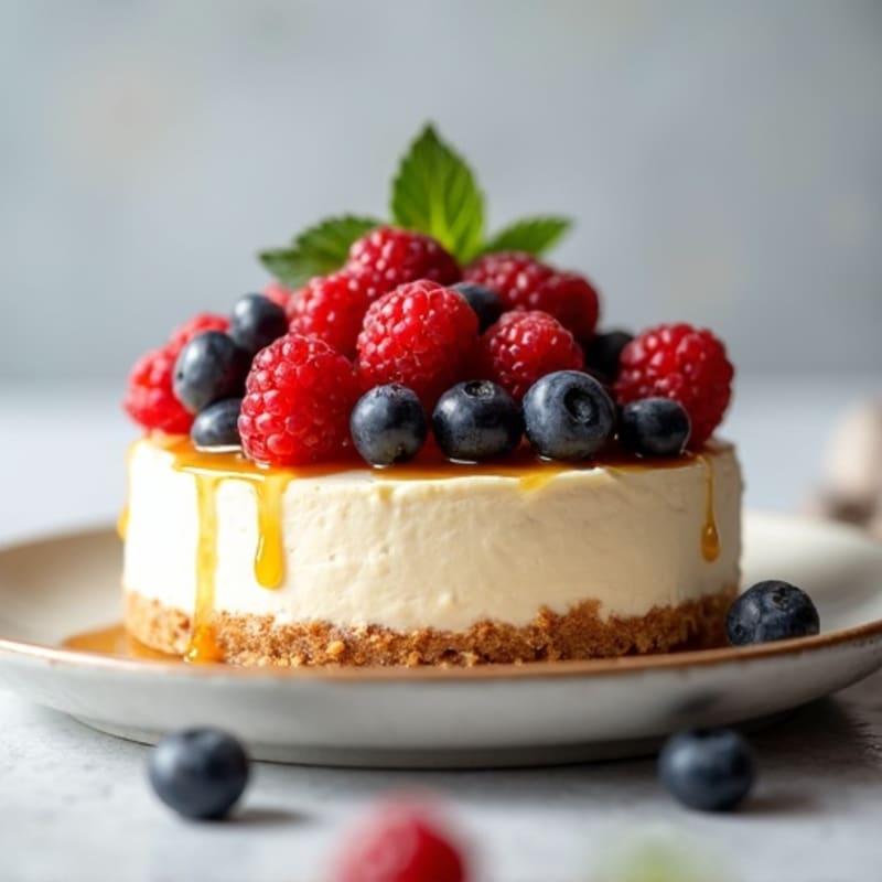 Greek Yogurt Protein Cheesecake with Berries