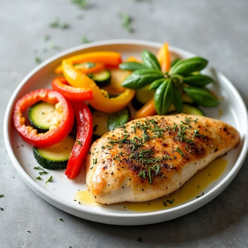Herb-Roasted Chicken with Rainbow Vegetables