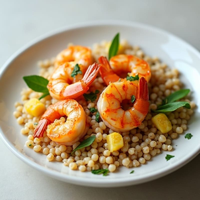Garlic-Lemon Seared Prawns with Herbed Bulgur