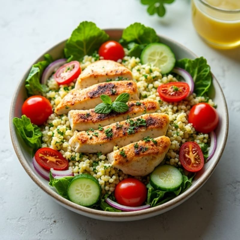 Grilled Chicken and Quinoa Salad with Creamy Avocado Dressing