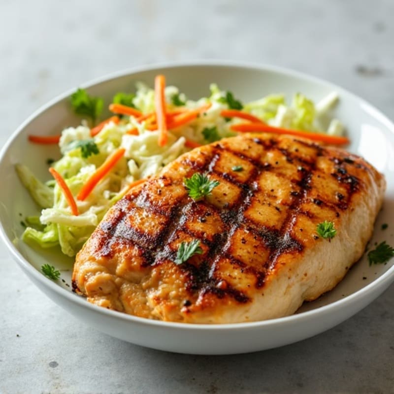 Grilled Chicken Breast with Crunchy Cabbage Slaw