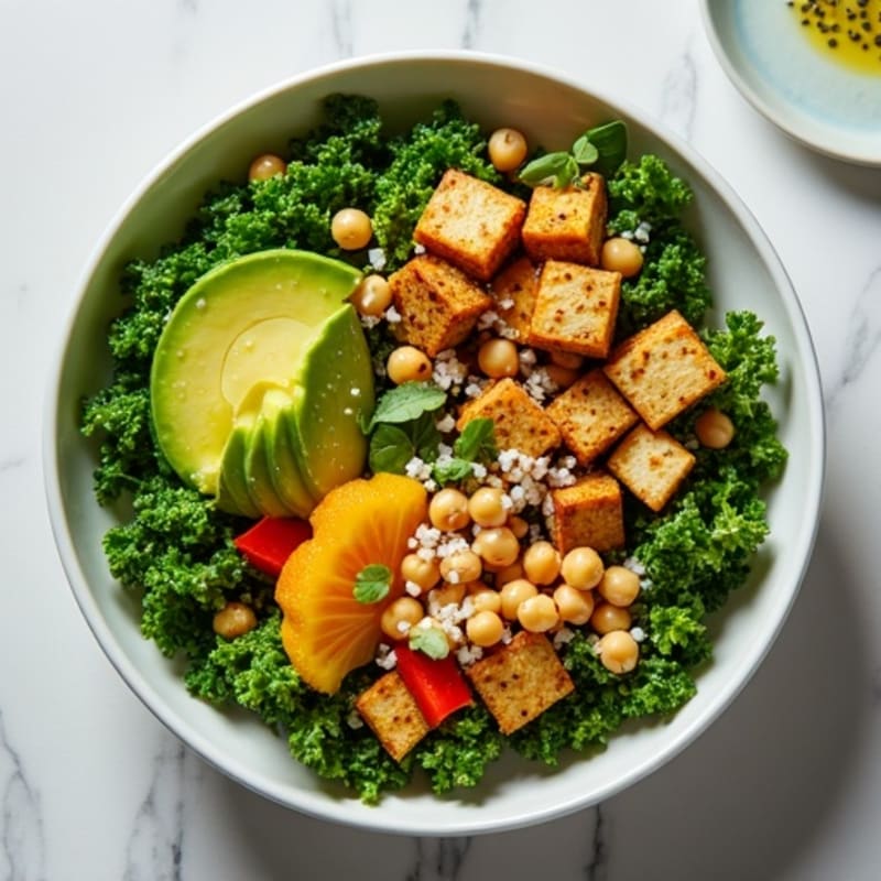 Crunchy Avocado Kale Bowl with Citrus Vinaigrette
