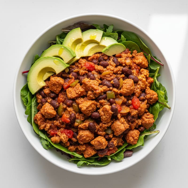 Lean Turkey and Black Bean Chili with Mixed Greens