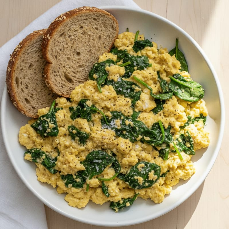 Protein-Packed Scrambled Eggs with Spinach