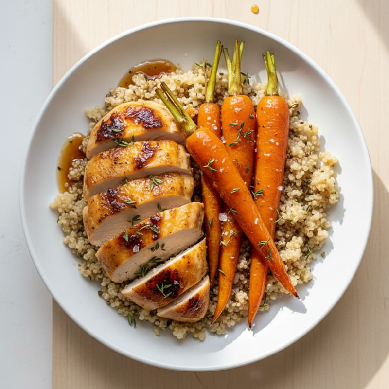 Caramelized Maple-Glazed Roasted Carrots and Chicken
