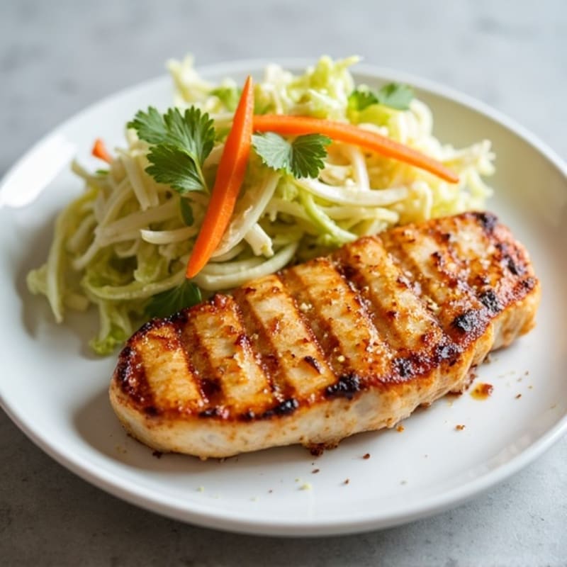 Grilled Chicken Breast with Crunchy Cabbage Slaw