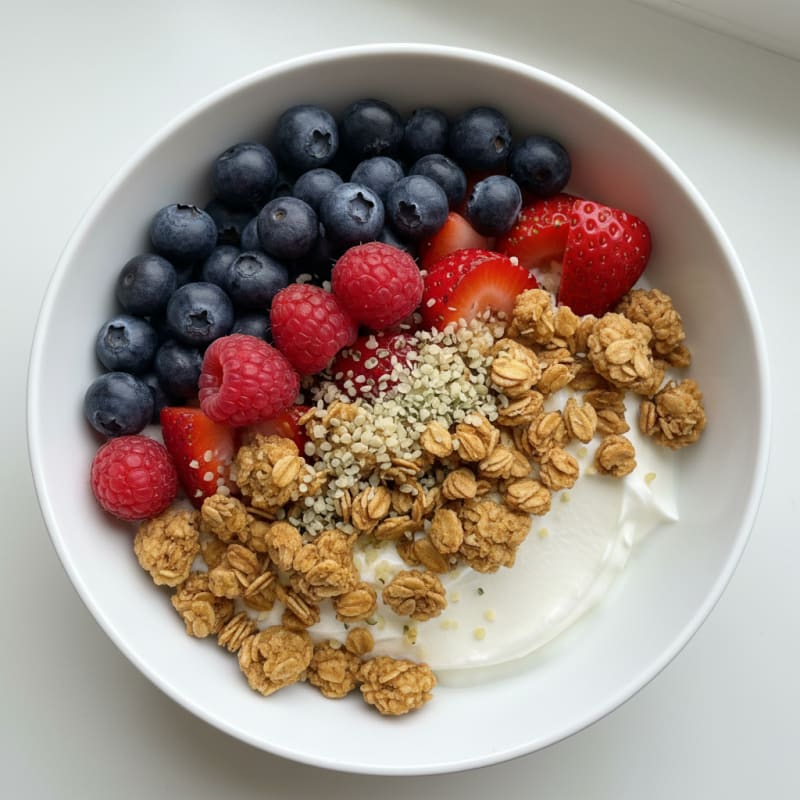 Greek Yogurt Bowl with Protein Granola and Mixed Berries