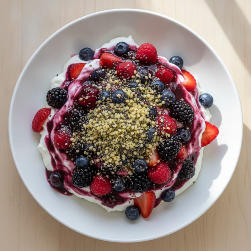 Greek Yogurt Protein Parfait with Mixed Berries
