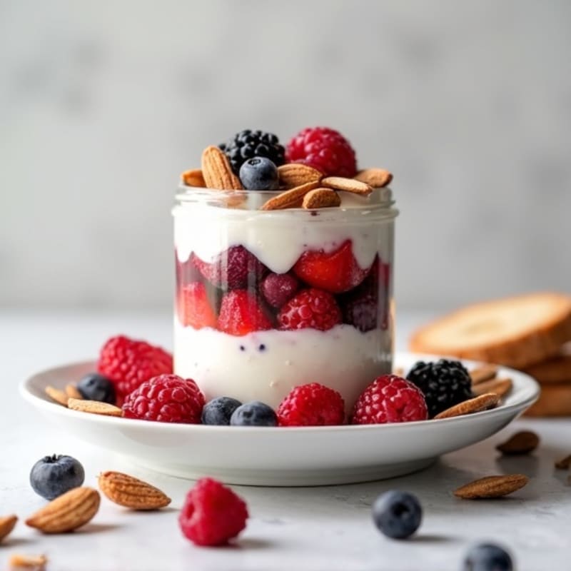 Greek Yogurt Protein Parfait with Berries and Almonds