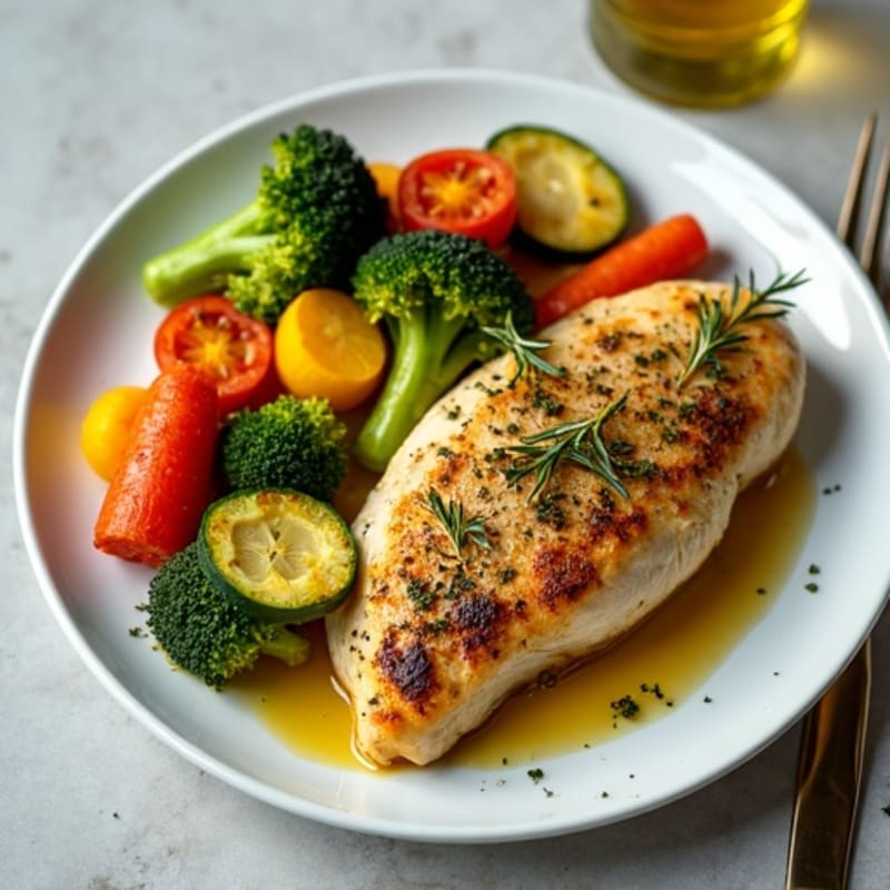 Herb-Crusted Pan Seared Chicken with Roasted Vegetables