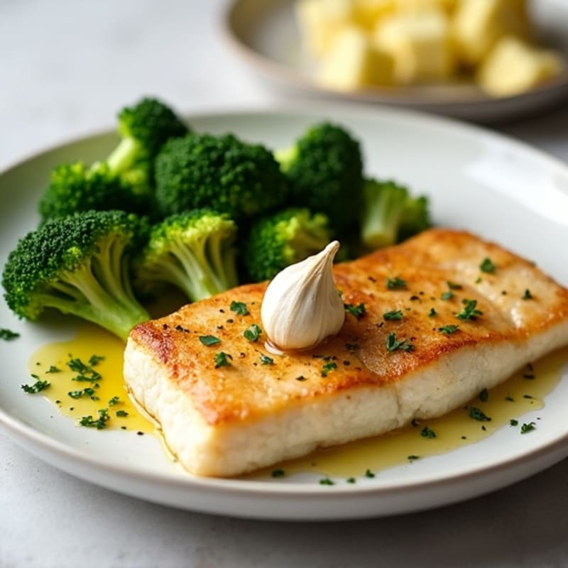 Seared Tilapia with Steamed Broccoli and Garlic