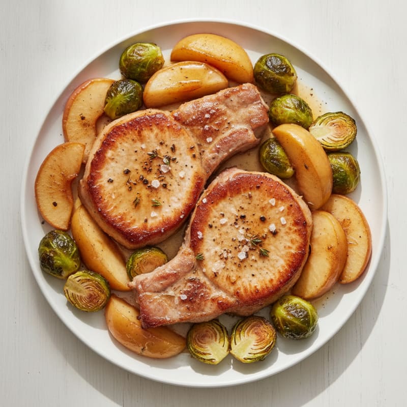 Pan-Seared Pork Chops with Roasted Apples
