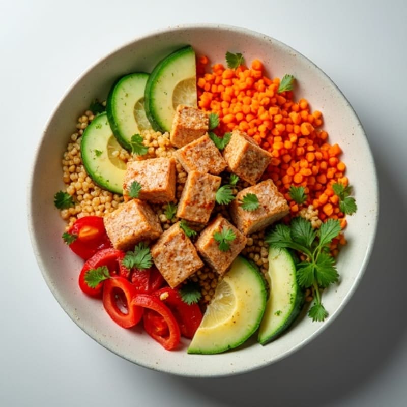 Spicy Flaked Tuna and Quinoa Bowl with Crunchy Veggies