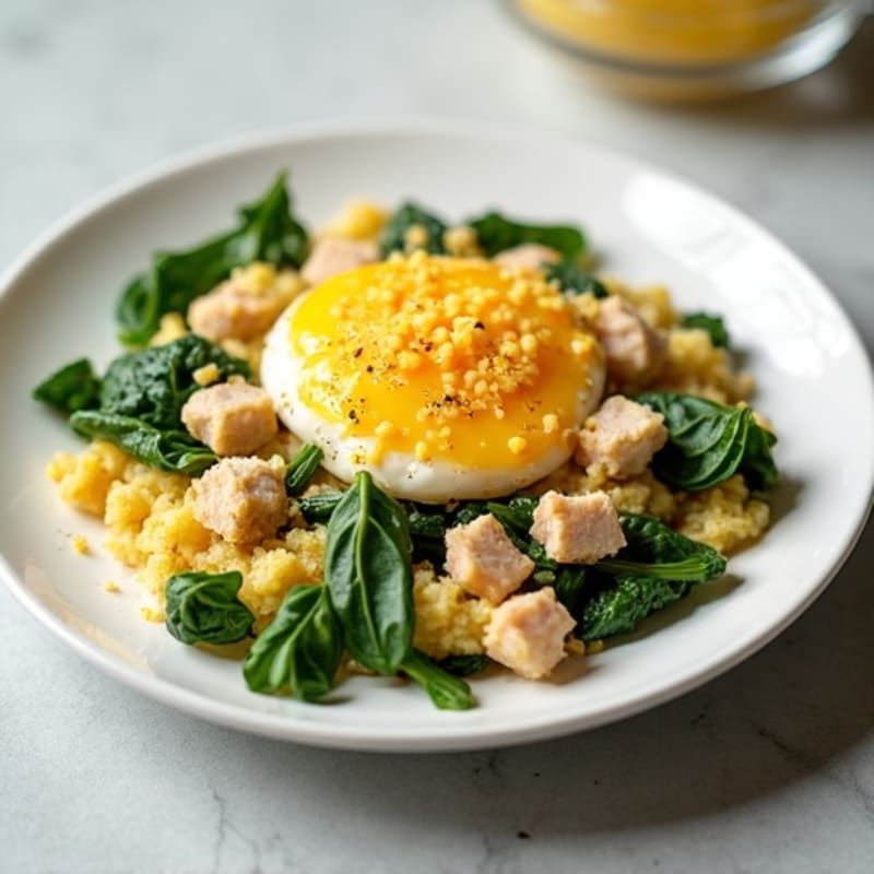 Egg White Scramble with Spinach and Turkey Breast