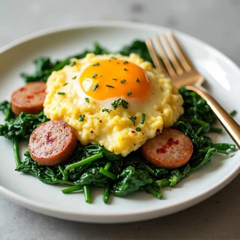 Egg White and Turkey Sausage Scramble with Spinach
