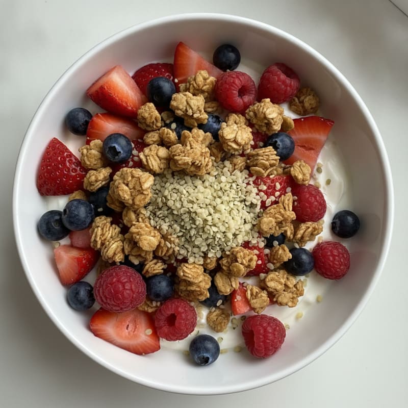 Creamy Greek Yogurt Bowl with Mixed Berries and Protein Granola