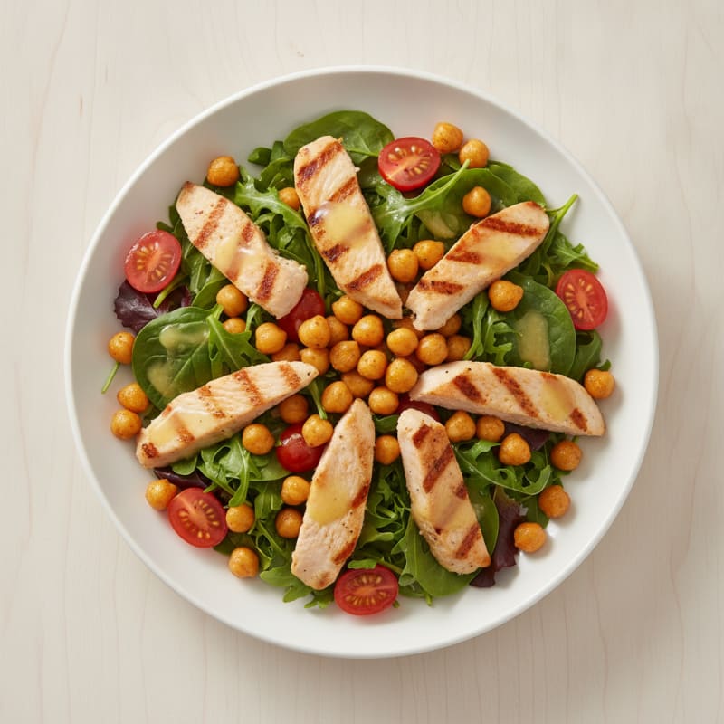 Grilled Turkey Breast Salad with Chickpeas and Cherry Tomatoes