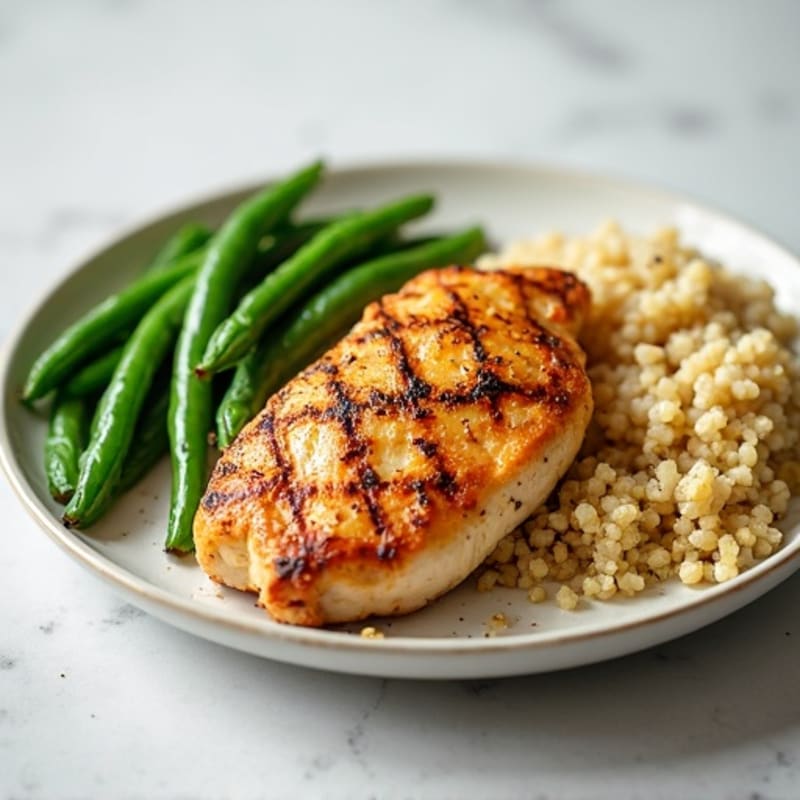 Grilled Chicken Breast with Quinoa and Steamed Green Beans