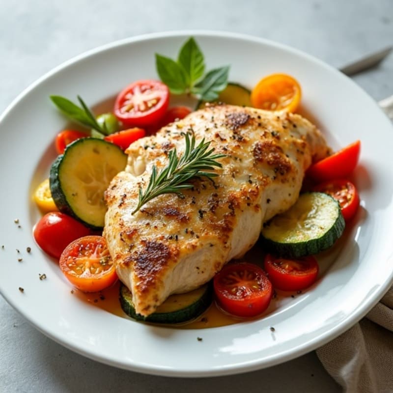 Herb-Crusted Pan Seared Chicken with Roasted Vegetables