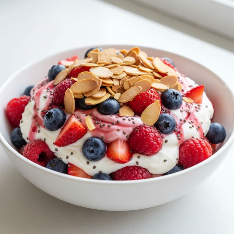Greek Yogurt Protein Parfait with Mixed Berries
