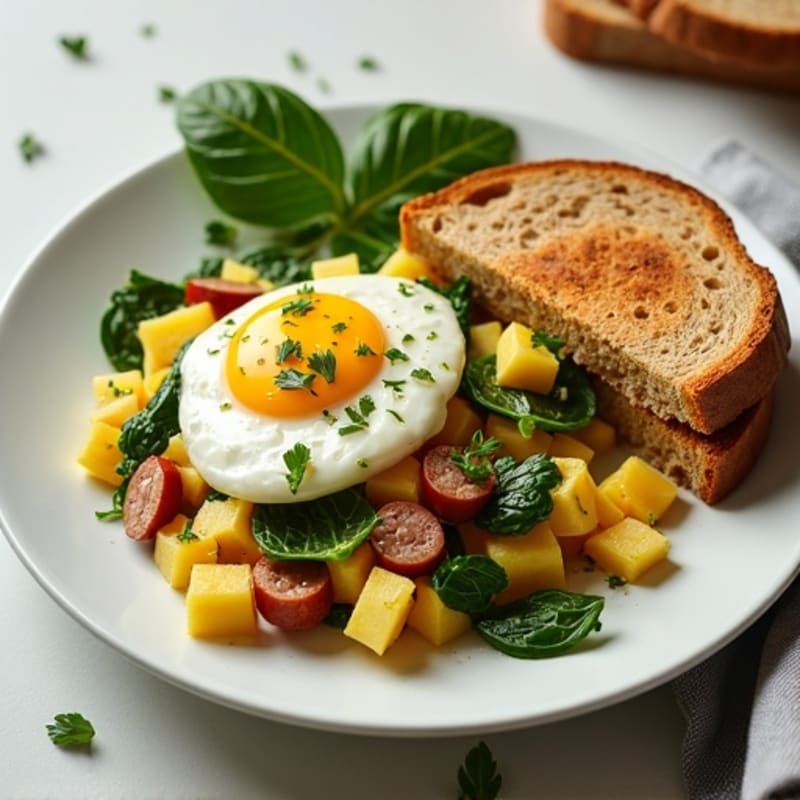 Egg White Scramble with Turkey Sausage and Spinach