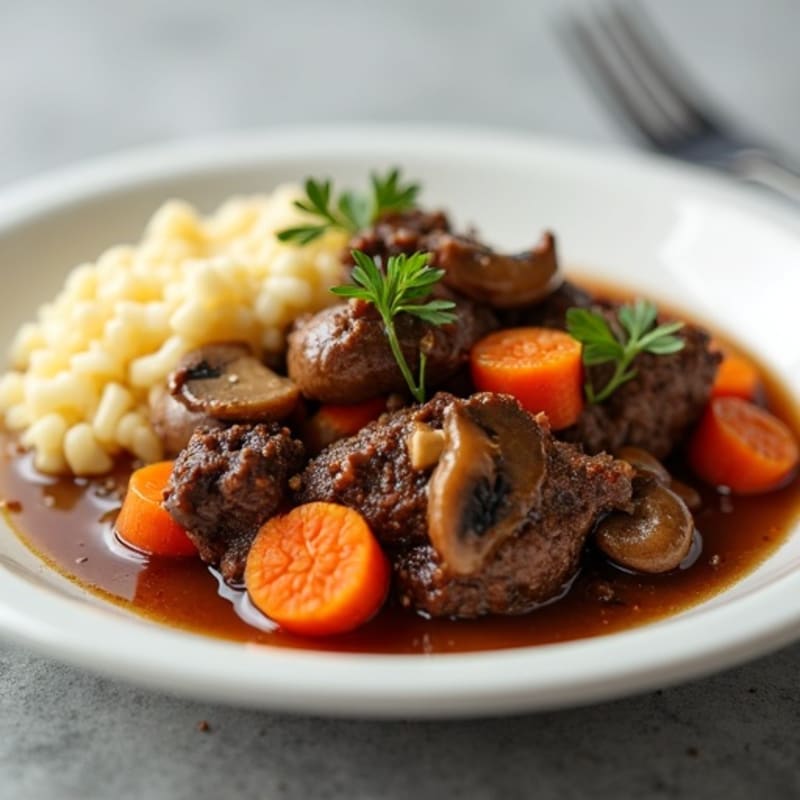 Tender Braised Beef with Mushrooms and Carrots
