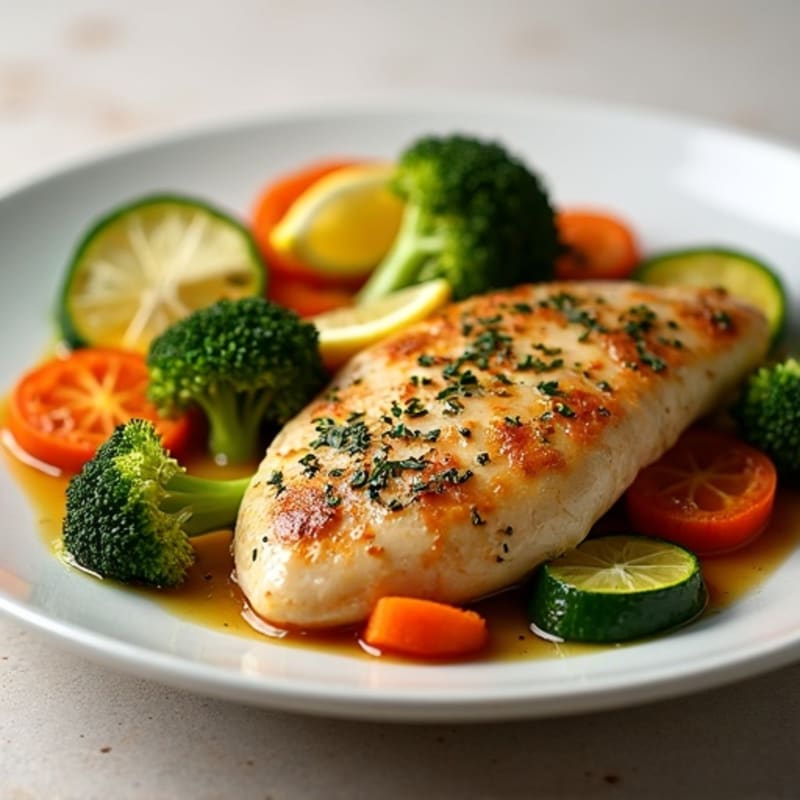Herb-Roasted Chicken with Lemon Garlic Vegetables